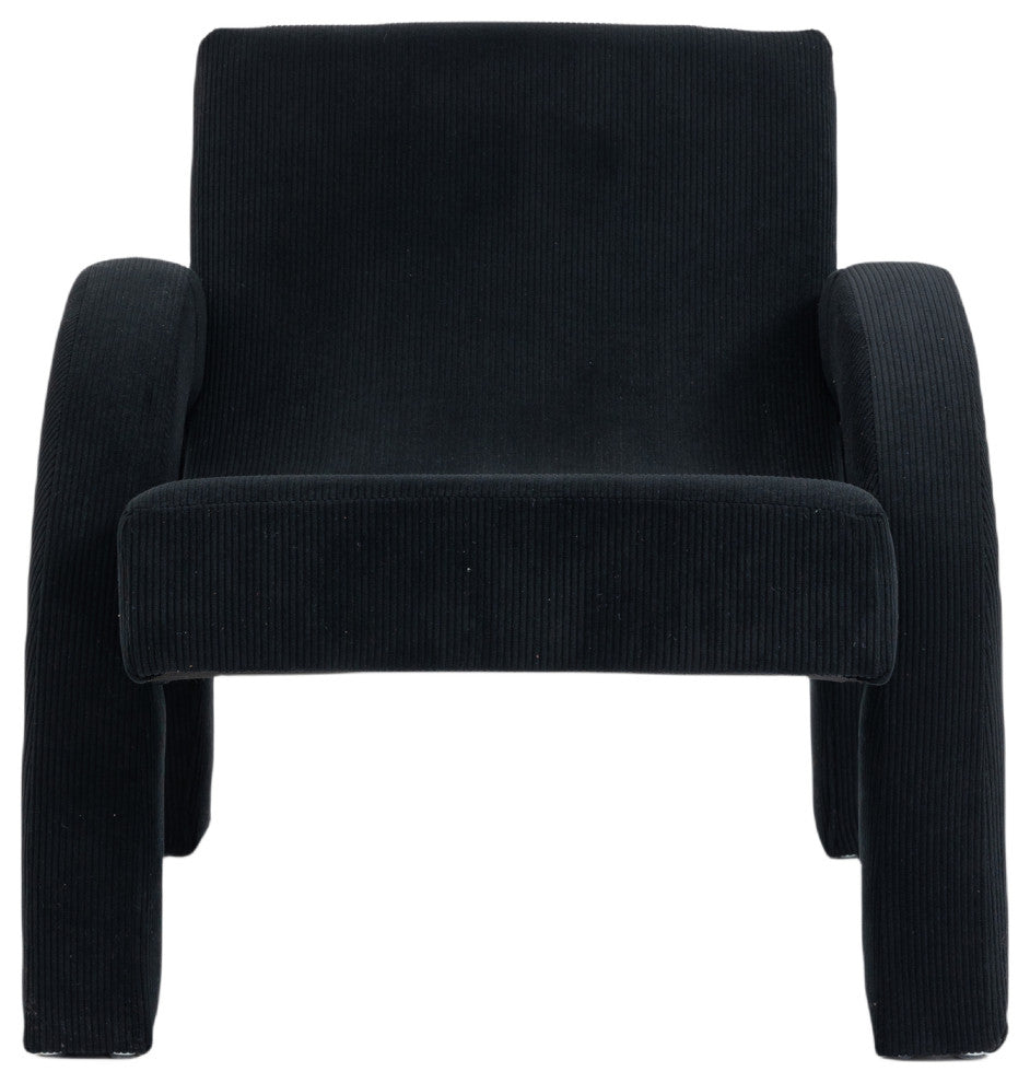 Corduroy Fabric Upholstered Accent Chair, Black