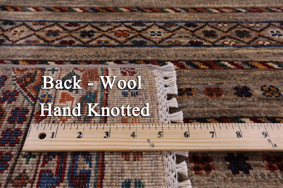 Hand Knotted Khorjin Super Kazak Wool Rug 4' 1" X 6' 0" - Q12517