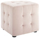 Contour Tufted Cube Performance Velvet Ottoman-Pink