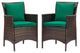 Conduit Outdoor Patio Wicker Rattan Dining Armchair Set of 2 - Brown Green