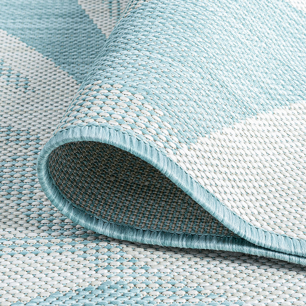 Edda Transitional Floral Indoor Rug, Aqua/Cream, 4'x5'3"