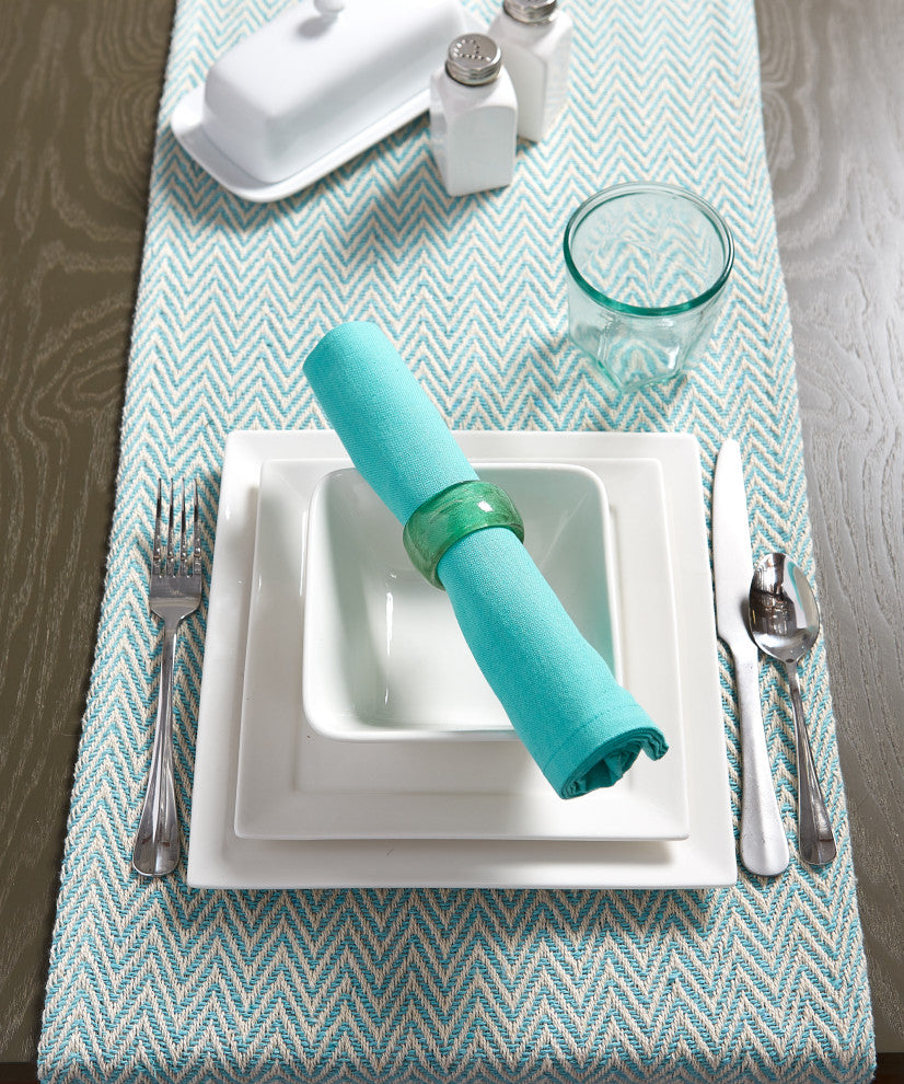 Aqua Handloom Chevron Table Runner 15x108