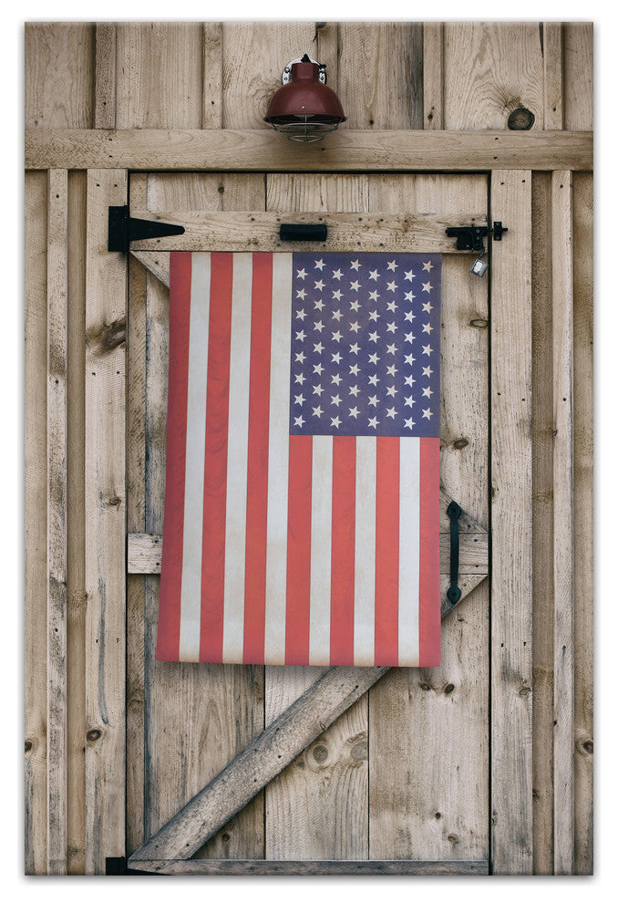 American Flag Barn Door 20x30 Canvas Wall Art