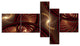Brown Symmetrical Fractal Pattern, Floral Canvas Art Print, 60"x32", 5 panels