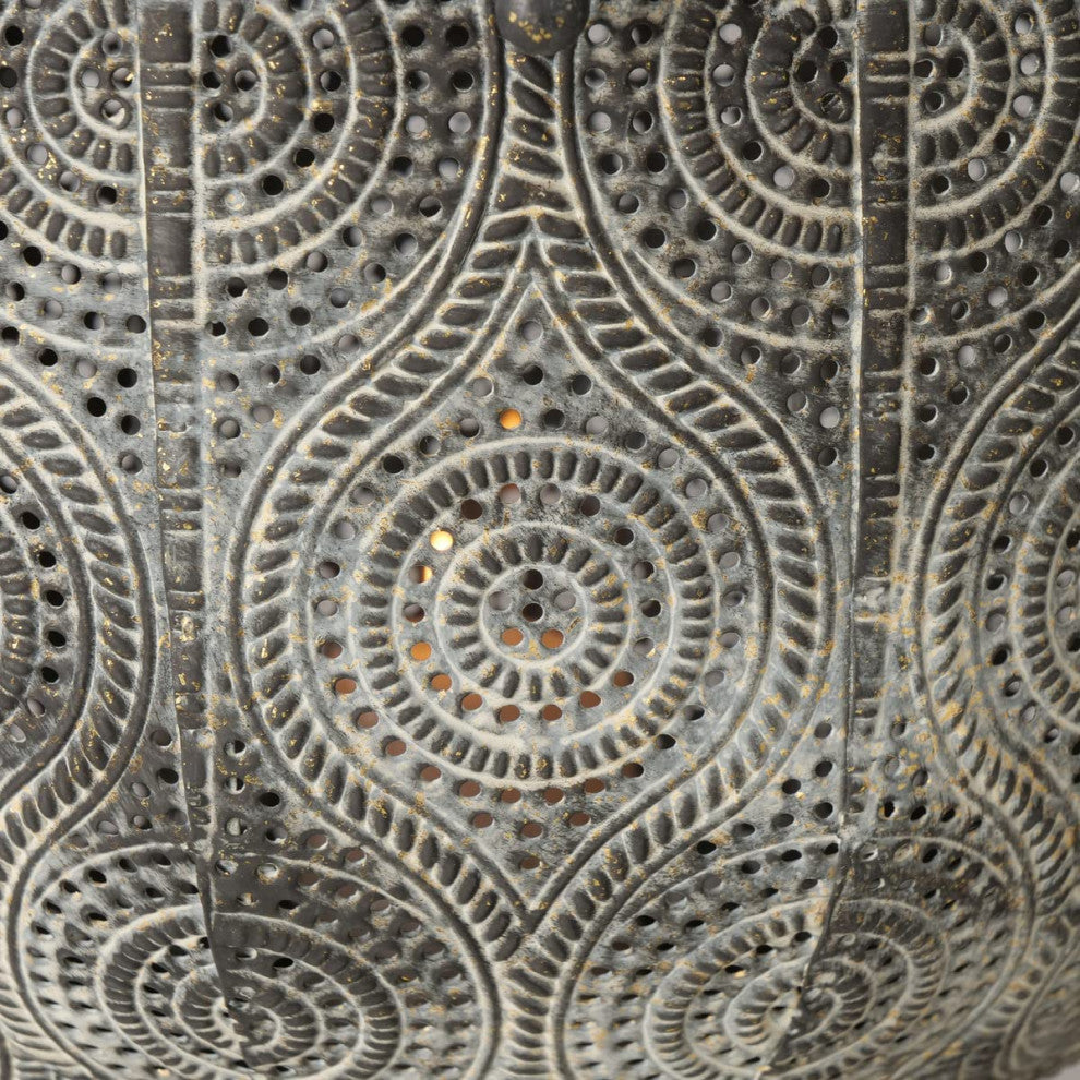 2 Piece Moroccan Metal Lacy Lattice Lantern Set