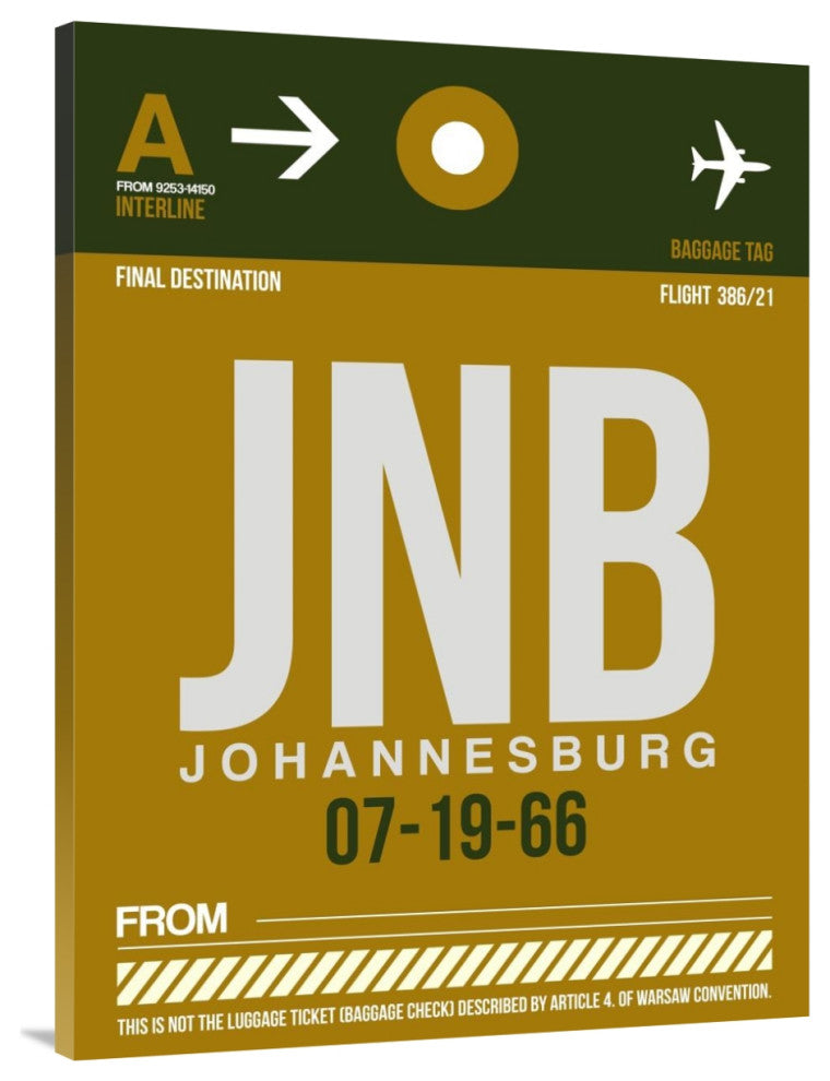 "JNB Johannesburg Luggage Tag 1" Fine Art Print