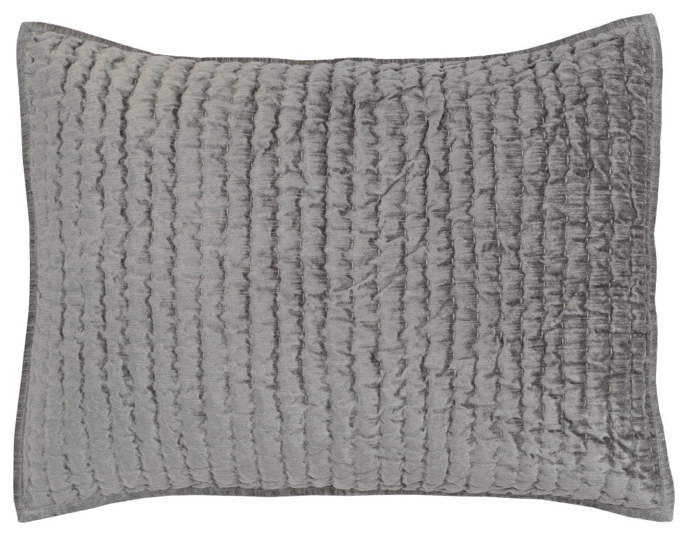 Dimitry 100% Rayon Velvet Gray Standard Sham by Kosas Home