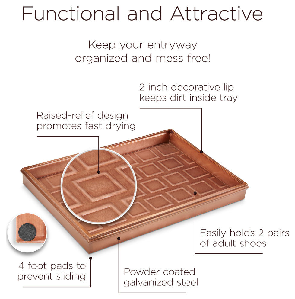 20" Squares Multi-Purpose Boot Tray, Copper Finish