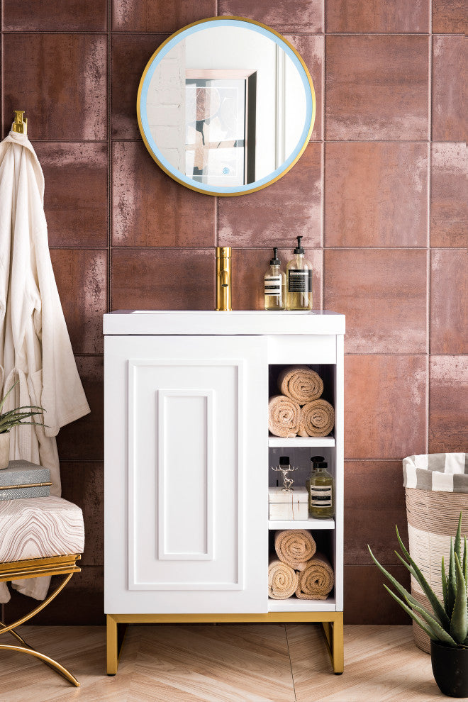 Alicante 24" White Vanity, Gold