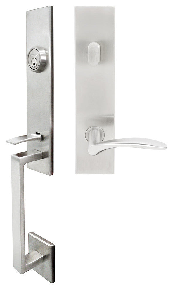 Crest Lever, Tubular Entry Handleset, Right Hand Reverse, Satin Stainless Steel