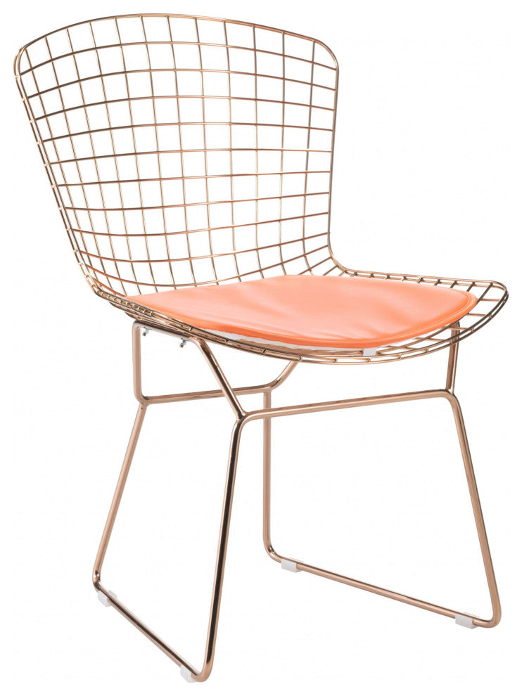 Orange Faux Leather Cushion Chair Pad