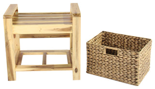 Brae Water Hyacinth Wood Storage Stool - Brown