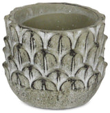 Round Cement Pot Feather Pattern, 5.25"
