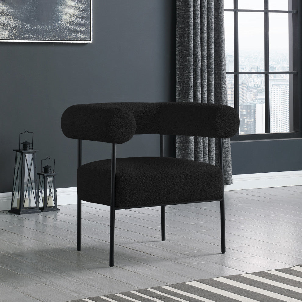 Blake Boucle Fabric Upholstered Accent Chair, Black