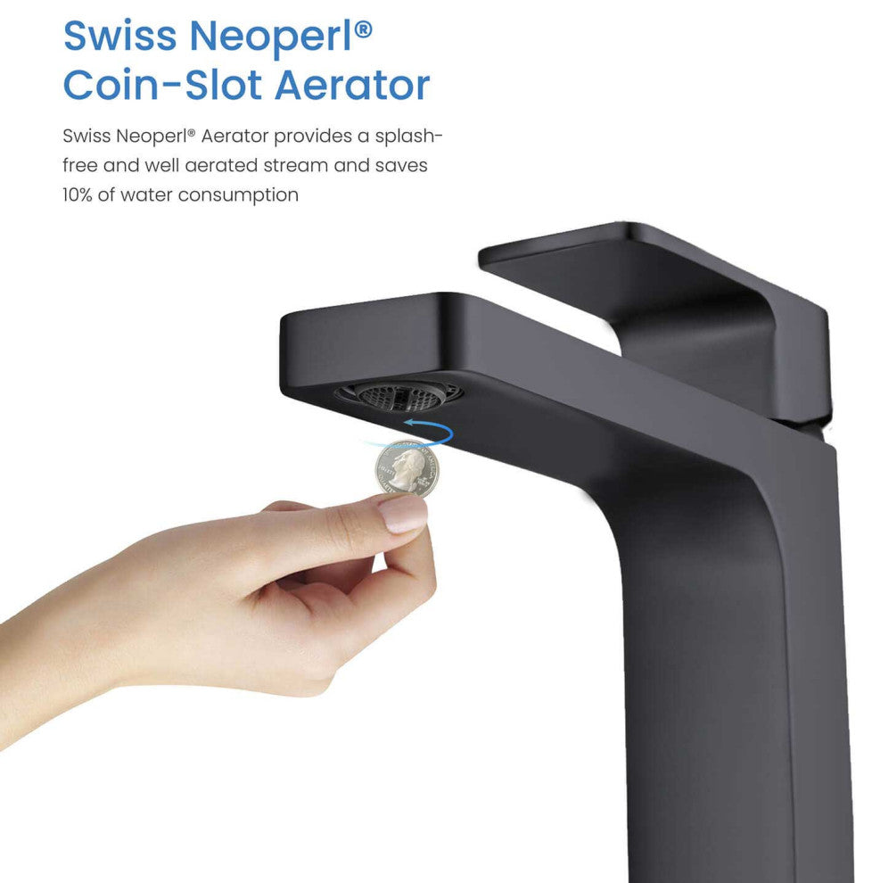 Blaze-T Single Handle Bathroom Vessel Sink Faucet, Matte Black