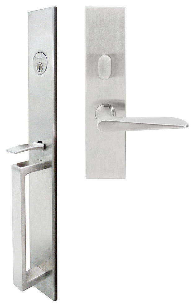 Ecco Lever, Mortise Entry Handleset, Right Hand Reverse, Satin Stainless Steel