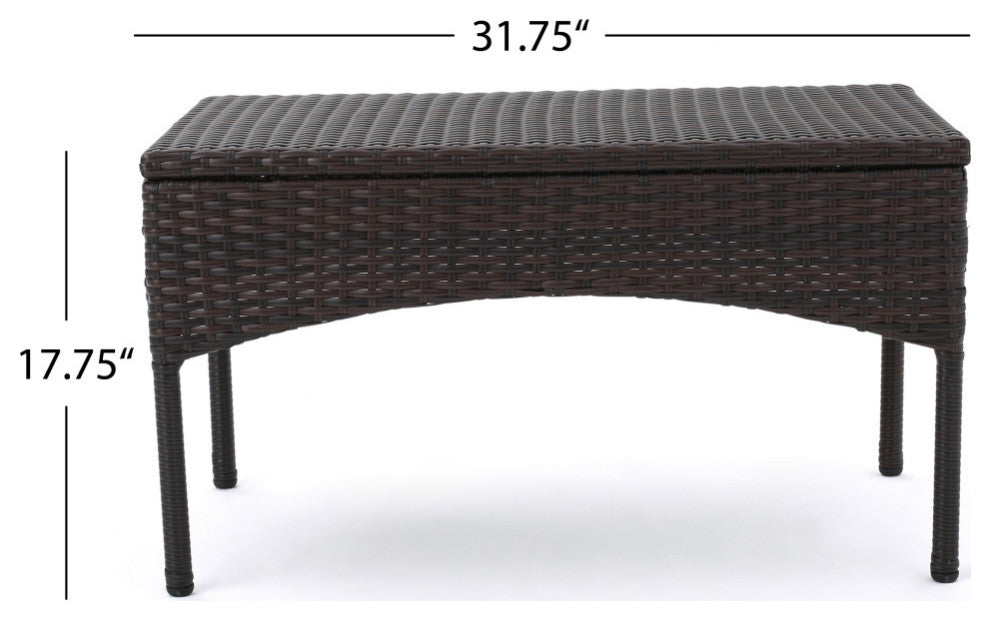 GDF Studio 4-Piece Tahiti Outdoor Wicker Chat, Dark Cream Water Resista Set