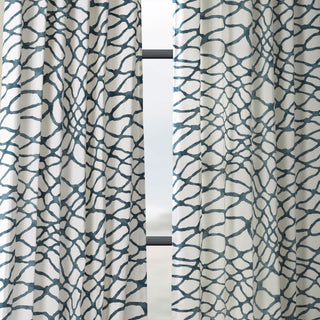 Ellis Printed Cotton Twill Curtain Single Panel, Ellis Blue, 50"x108"