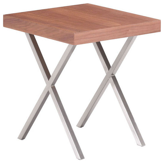 HomeRoots 22" X 22" X 22" Brown And Silver Side Table