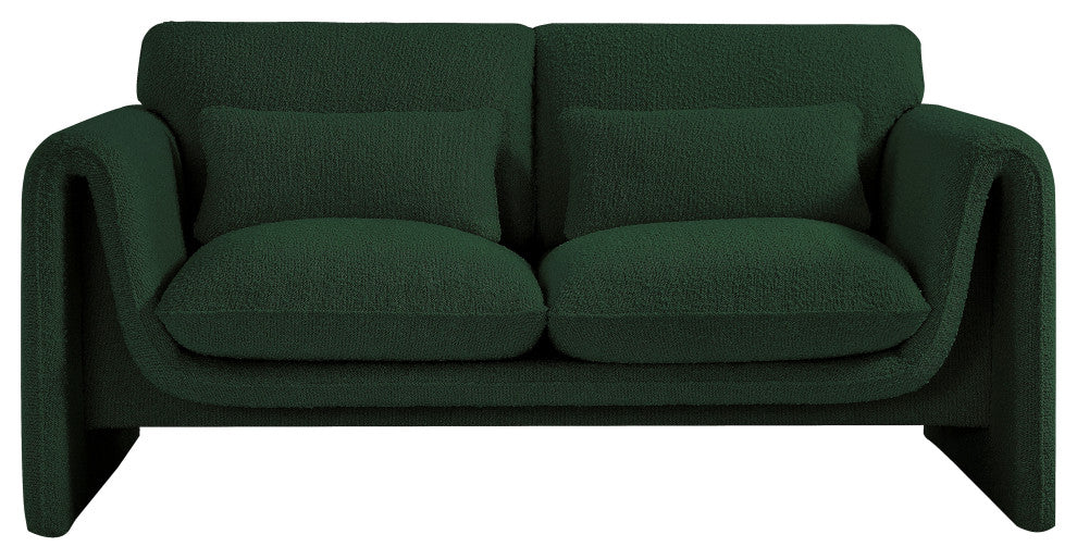 Stylus Boucle Fabric Upholstered Loveseat, Green