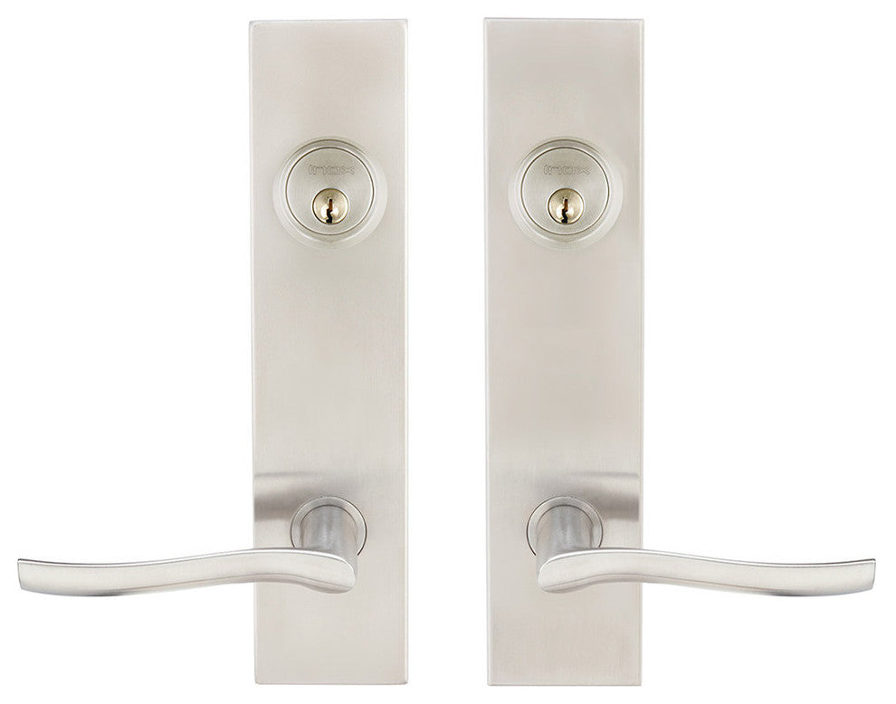 Waterfall Lever, Tubular Entry, Double Cylinder, Satin Stainless Steel