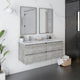 Fresca Formosa Modern 48" Ash Wall Hung Double Sink Vanity Set, Faucet Fft1040ch