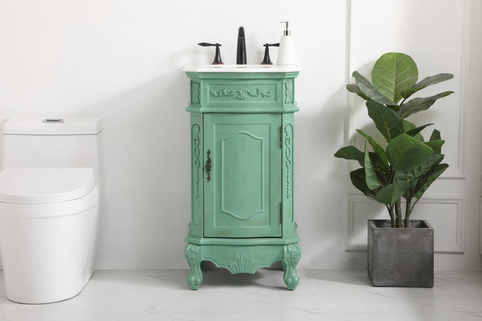 19" Single Bathroom Vanity, Vintage Mint