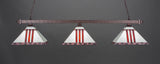 Square 3-Light Bar with Square Fitters, Bronze/Purple & Metal Leaf Art