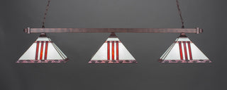 Square 3-Light Bar with Square Fitters, Bronze/Purple & Metal Leaf Art