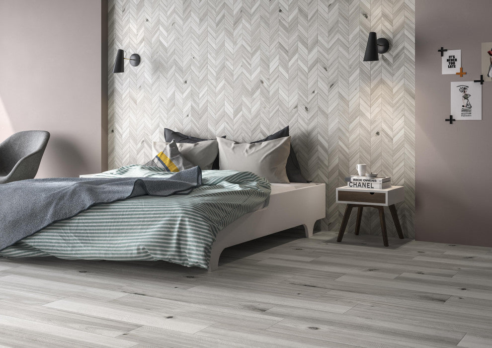 Havenwood Platinum 12X15 Matte Chevron Mosaic, 8 Sheets