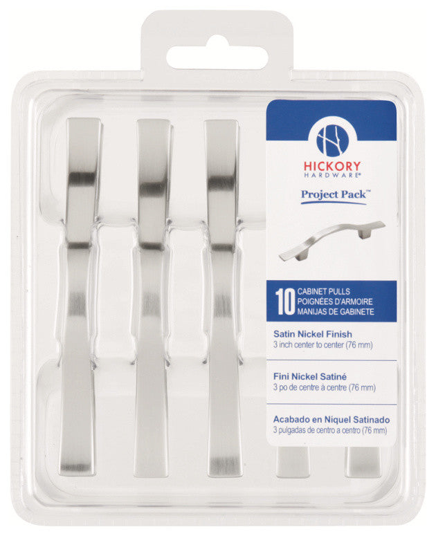 Belwith Hickory Project Pack 3 In. Cavalier Satin Nickel Cabinet Pull (10 Pack)