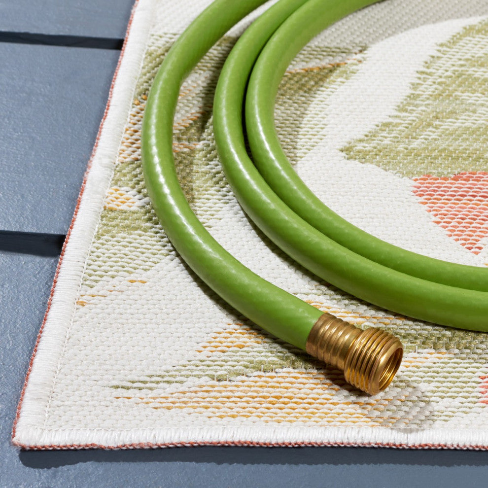 Safavieh Sunrise Collection SUN671 Indoor-Outdoor Rug, Ivory/Rust Sage, 4'x5'7"