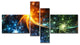 Colorful Fireworks with Stars, Abstract Canvas Art Print, 60"x32", 4 panels