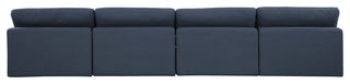 Comfy Upholstered Modular Sofa, Navy, 4-Piece: 4 Armless Chair, Linen Textured Fabric