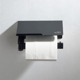 Deco Toilet Paper Holder With Shelf, Matte Black