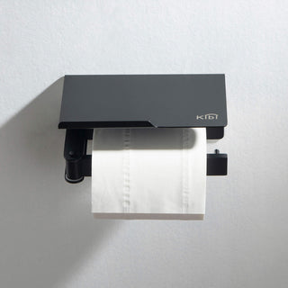 Deco Toilet Paper Holder With Shelf, Matte Black