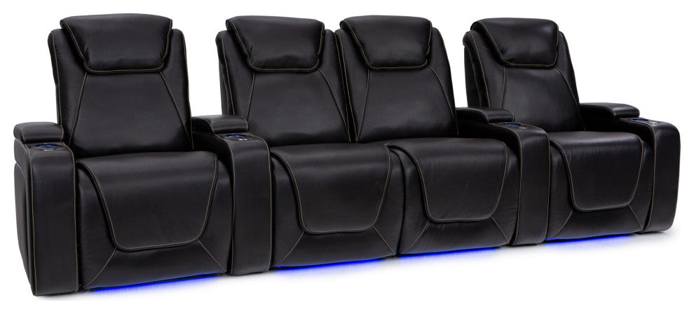 Seatcraft Paladin Home Theater Seating, Black, Row of 4 With Loveseat