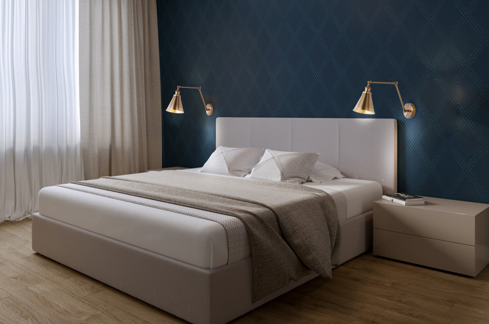 Rover Adjustable Classic Glam Arm Metal LED Wall Sconce, Brass Gold, Width: 30"