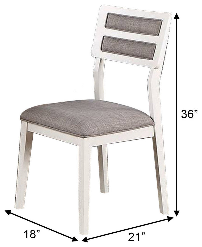 Benzara BM286290 21" 2 Tone Dining Chair, Ladder Back, Set of 2, White
