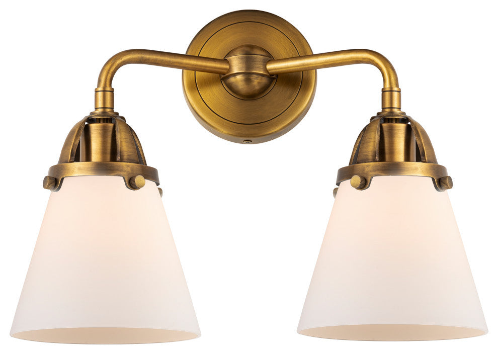 Small Cone Bath Vanity Light, Brushed Brass, Matte White, Matte White