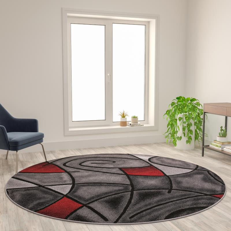Jubilee Collection Modern Abstract Pattern Area Rug, Blue, 7' X 7'