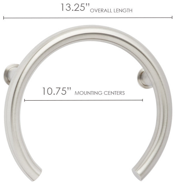 12" Huntington Shower Valve Grab Bar Front Mount, ADA Compliant, Polished