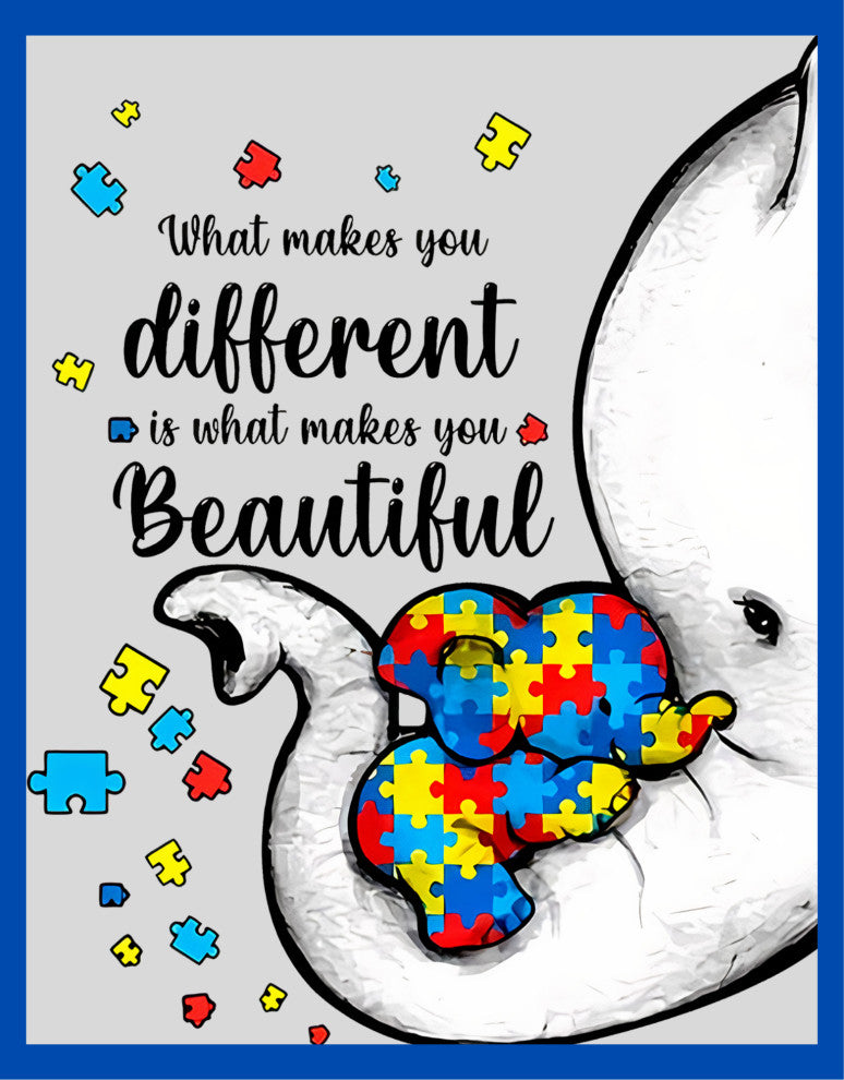 Autism Awareness Elephant Handmade Deco Mesh Wreath