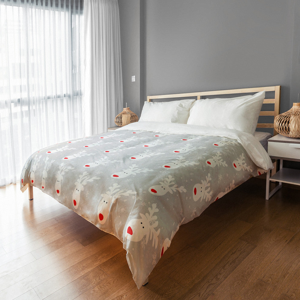 Cute White Deer Queen Brushed Poly Duvet Cover