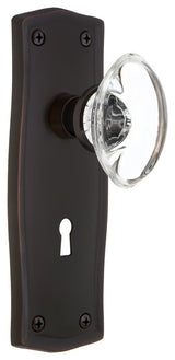 Prairie Plate With Keyhole Passage Oval Clear Crystal Knob, Timeless Bronze