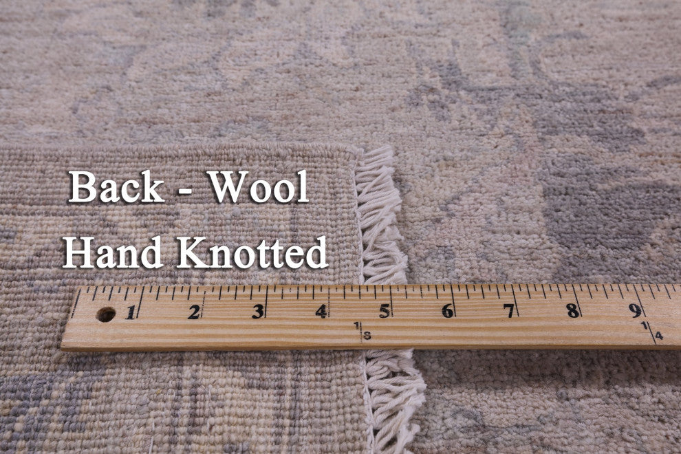 6' 1" X 8' 10" White Wash Peshawar Handmade Wool Rug Q9537