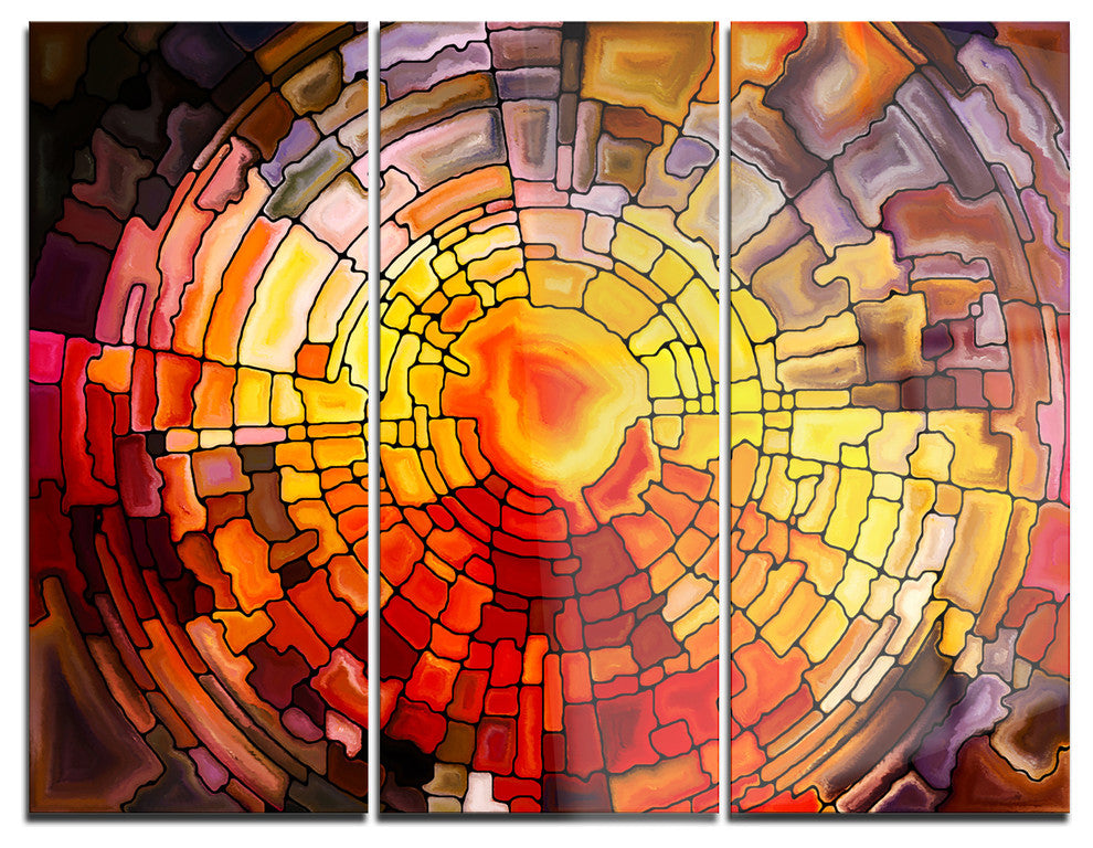 "Return of Stained Glass" Glossy Metal Wall Art, 3 Panels, 36"x28"