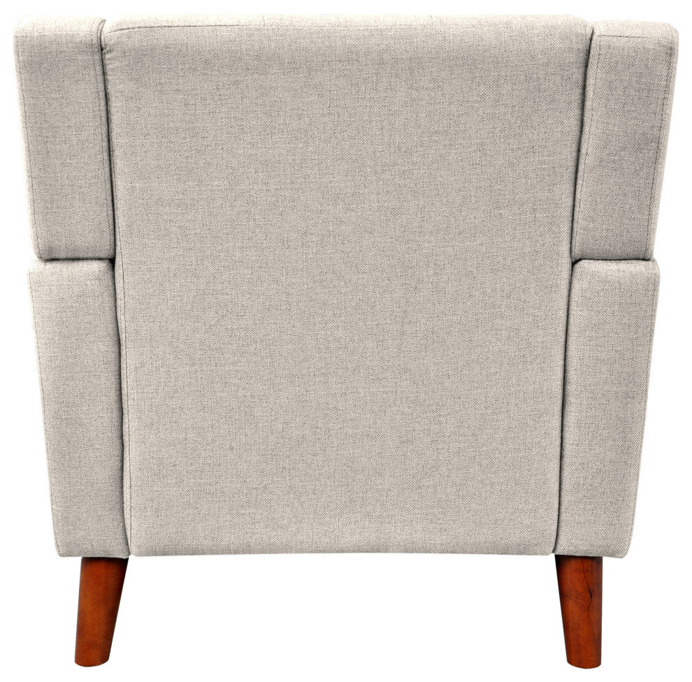 GDF Studio Evelyn Mid Century Modern Fabric Arm Chair, Beige/Walnut