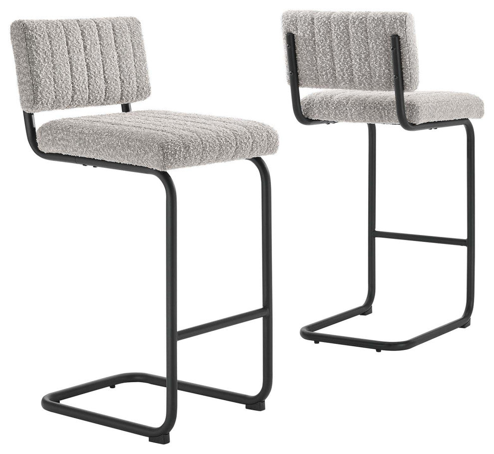 Parity Boucle Counter Stools, Set of 2, Black Taupe