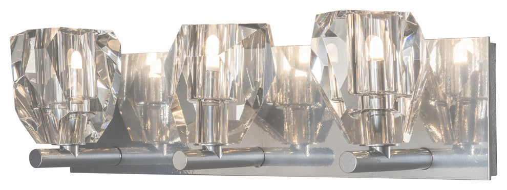 Gatsby 3-Light Bath Sconce, Sterling Finish, Crystal Accents